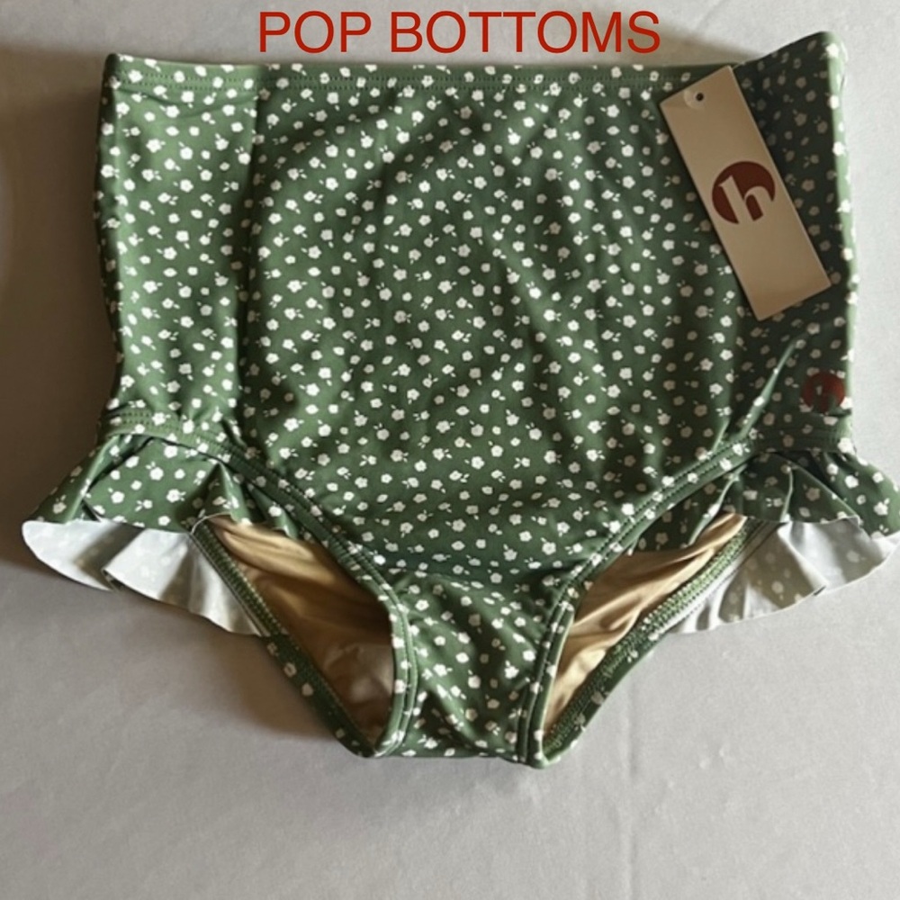 HONEY MARK Kids Pop Swim Bottoms -Sage Green w/white daisies-NWT-multiple sizes